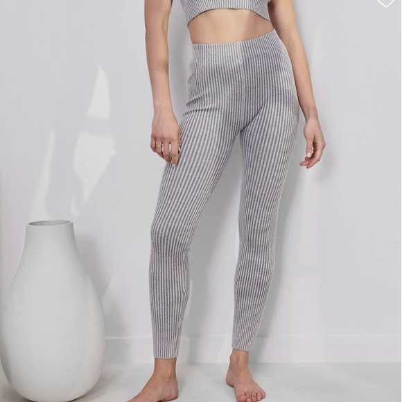 Lunya Leggings Mellow Grey Ribbed Organic Cotton Blend Size Medium Gentl… - Picture 2 of 12